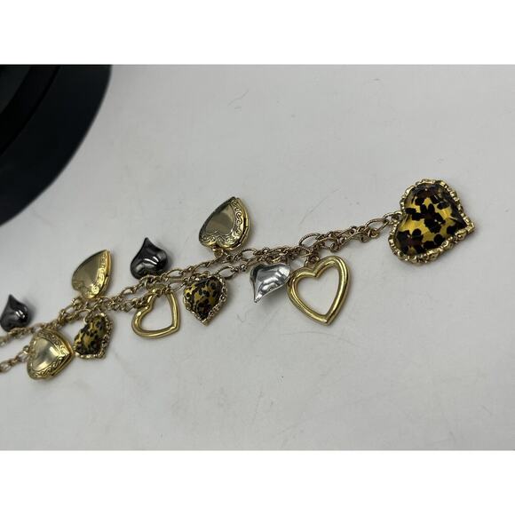 Betsey Johnson Gold & Silver Tone Multi Heart Necklace with 3 Lockets - Picture 9 of 14